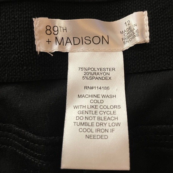 89TH + MADISON Black Pants -12 - Picture 2 of 4